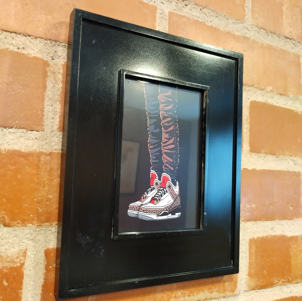 8 Bit Jordan 3 Framed Mini Art Print lo-fi Pixel Art By Neon Nicho